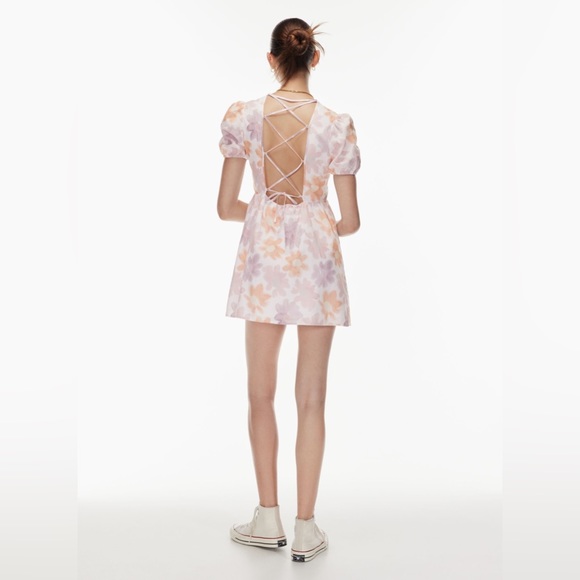 Aritzia Sunday Best Saida Dress White/Poetic Pink Watercolour Floral Print - Picture 10 of 11